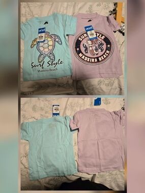 surf style Kids' Double Tee Set - Light Blue & Lavender